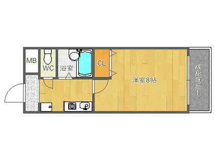 INOVE上山手旧フローライト上山手(ワンルーム/1階)の間取り写真