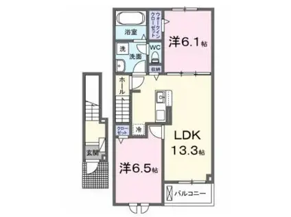 クレストールポート I(2LDK/2階)の間取り写真