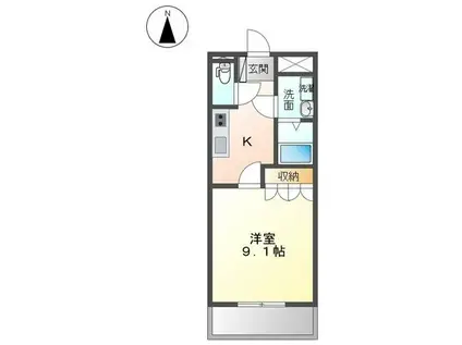 ヴェルジェ(1K/3階)の間取り写真