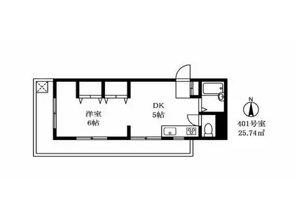 メゾンクボタ(1DK/4階)の間取り写真
