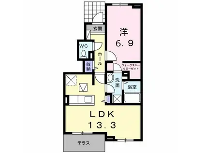 カレント大町II(1LDK/1階)の間取り写真