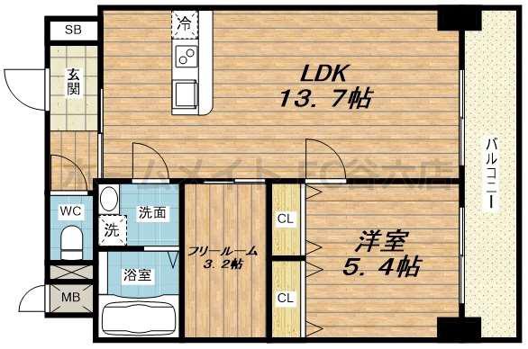 アプリーレ中之島(1SLDK/9階)の間取り写真