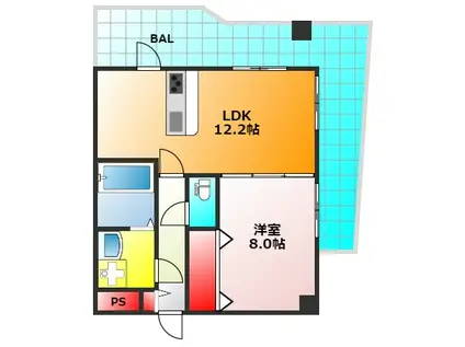 ロジュマン浪速(1LDK/4階)の間取り写真
