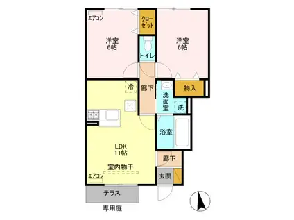 グランシャリオ大胡(2LDK/1階)の間取り写真