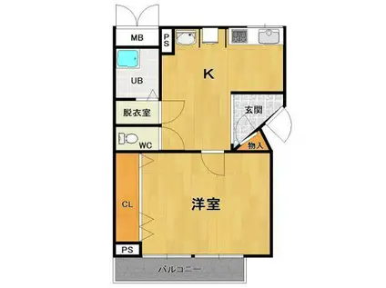 ルーエーベル武庫之荘(1DK/1階)の間取り写真