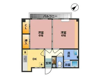 GOLD STAR ビル(2DK/3階)の間取り写真