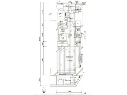 ガリシアヒルズ西麻布(ワンルーム/8階)の間取り写真