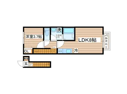 エクシリア東仙台I(1LDK/2階)の間取り写真