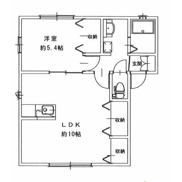 マウナ西大竹(1LDK/1階)の間取り写真