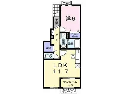 ホープ タワラ(1LDK/1階)の間取り写真