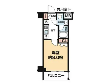 ARCOBALENO OSHIAGE BLOSSOM(1K/6階)の間取り写真