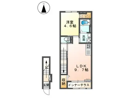 リアン・III(1LDK/2階)の間取り写真