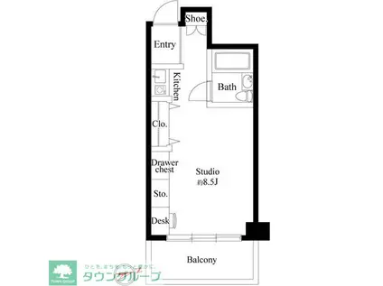 CRESCENT COURT KAWASAKI(ワンルーム/3階)の間取り写真