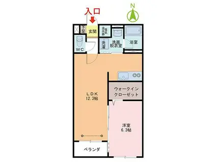 FIORE(1LDK/3階)の間取り写真