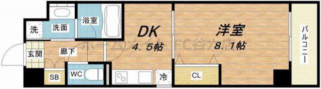 ソルレヴェンテ梅田(1DK/6階)の間取り写真