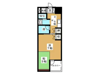 ニューハウスとくなが(1K/3階)の間取り写真