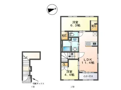 キナリエ(2LDK/2階)の間取り写真