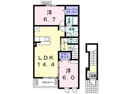 オーブ・ココ III(2LDK/2階)の間取り写真