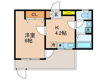 カーサベルデス(1K/1階)の間取り写真