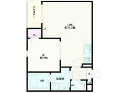 JACK URASATOI(1LDK/2階)の間取り写真