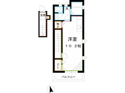 レフィナード(ワンルーム/2階)の間取り写真