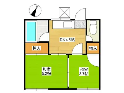 ユミカハイツ(2K/1階)の間取り写真