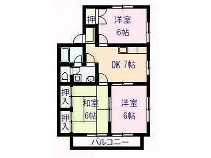 リバーサイド十禅寺(3DK/2階)の間取り写真