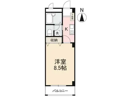 スピリア福岡町(1K/2階)の間取り写真