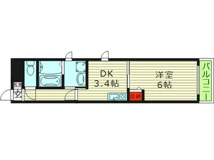 フェリスコート鶴見(1DK/3階)の間取り写真