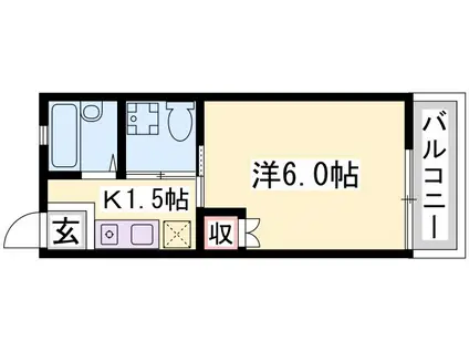コーポ横関(1K/2階)の間取り写真