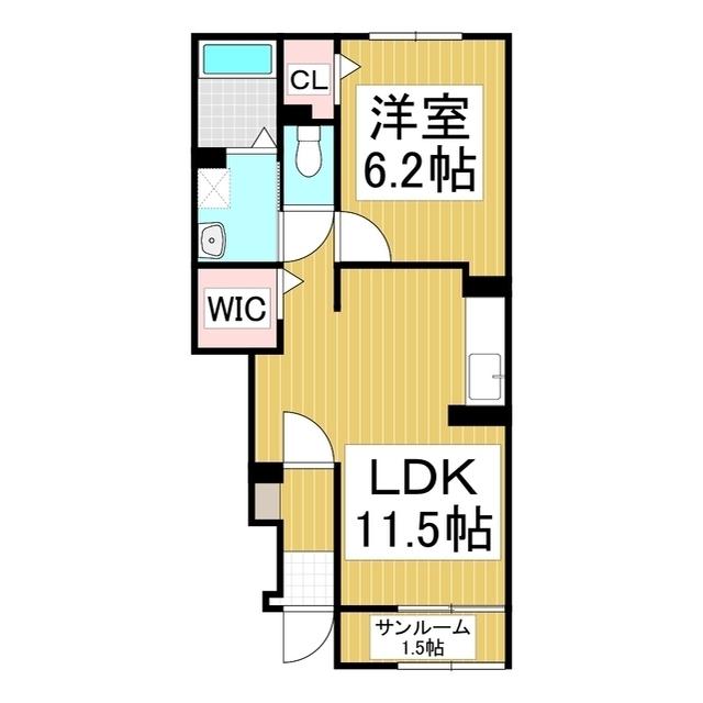 アルペン ディアハイツ(1LDK/1階)の間取り写真