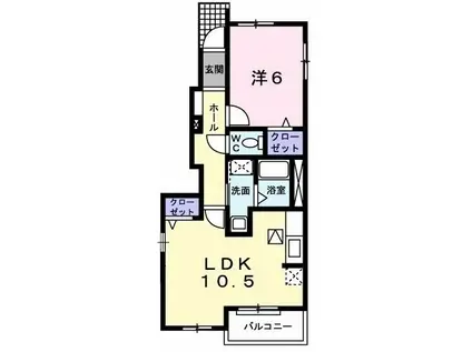 ドミールII(1LDK/1階)の間取り写真