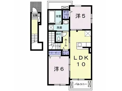 ルミエール松茂西I(2LDK/2階)の間取り写真