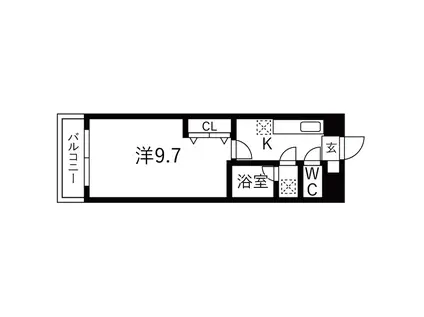パークヒルズ上ノ台(1K/4階)の間取り写真