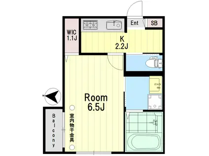 レインボーハイツ(1K/2階)の間取り写真