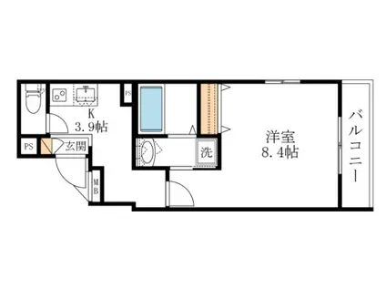 FLAGGEN FELD(1K/2階)の間取り写真