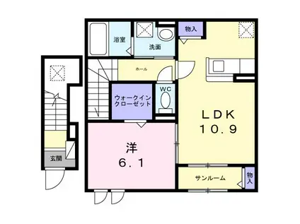 コート向田イースト(1LDK/2階)の間取り写真