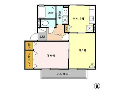 ホープヒル横尾(2K/2階)の間取り写真