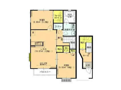 ジョイタウン A棟(2LDK/2階)の間取り写真