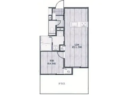 Kパラッツォパールブリッジ(1LDK/2階)の間取り写真