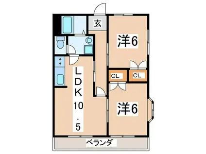 第一光ハイツ桜ヶ丘(2LDK/2階)の間取り写真