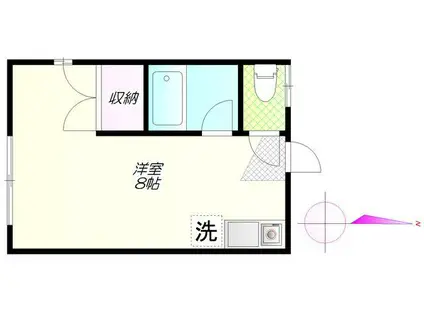 ベルデ自由が丘(ワンルーム/1階)の間取り写真