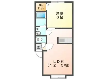 Mハイツ東町3(1LDK/2階)の間取り写真