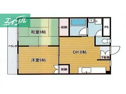 ホワイトパレス(1LDK/1階)の間取り写真