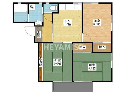 ヒンメルハイツ(3DK/1階)の間取り写真