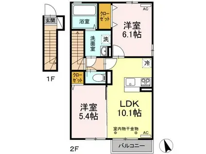 ソシア・セレビィ(2LDK/2階)の間取り写真