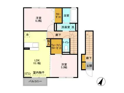 モンブラン(2LDK/2階)の間取り写真