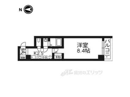 ウインドベル二条駅(1K/3階)の間取り写真