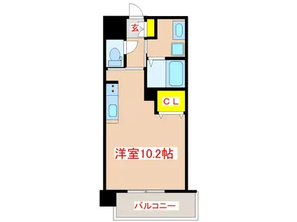 サンハイツ中洲通(1K/10階)の間取り写真