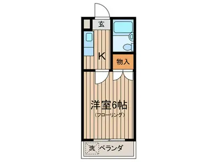 リベラハイツ(1K/2階)の間取り写真